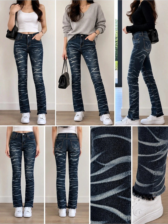 Encore Jeans Denim - Encore Abstract Print Straight Leg Jeans Size 1